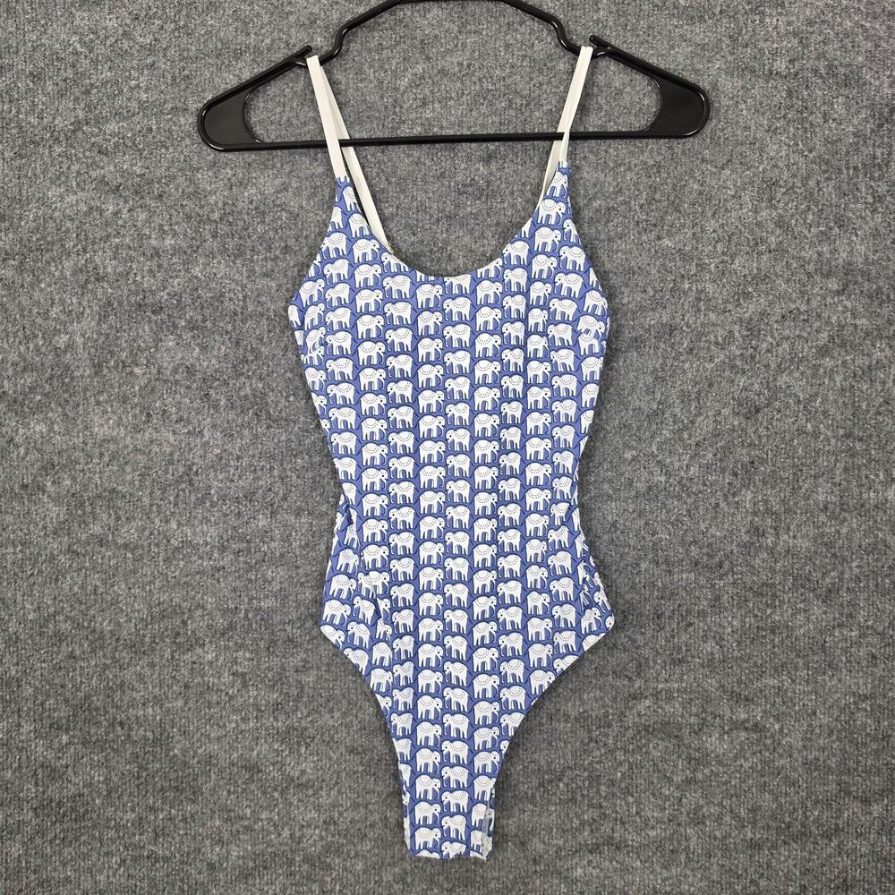 Roller Rabbit Swimsuit XS Hathi Elephant One Piece Blue Beach Pool Resort Cruise